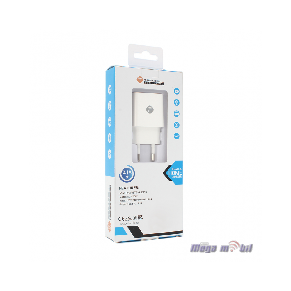 Polnac 220V iPhone Teracell Evolution TC-02 1USB 2.1A white.