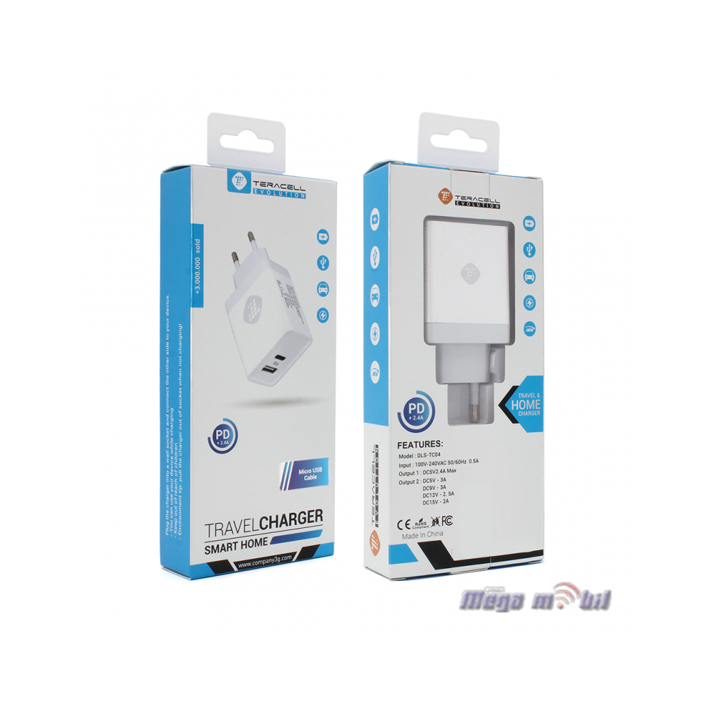 Polnac 220V Teracell Evolution TC-04 2USB PD+2.4A white 30W.