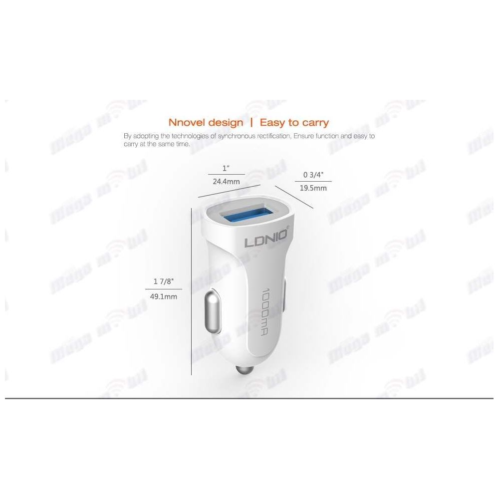 Polnac 12V/24V iPhone LDNIO DL-C17 USB 1A White