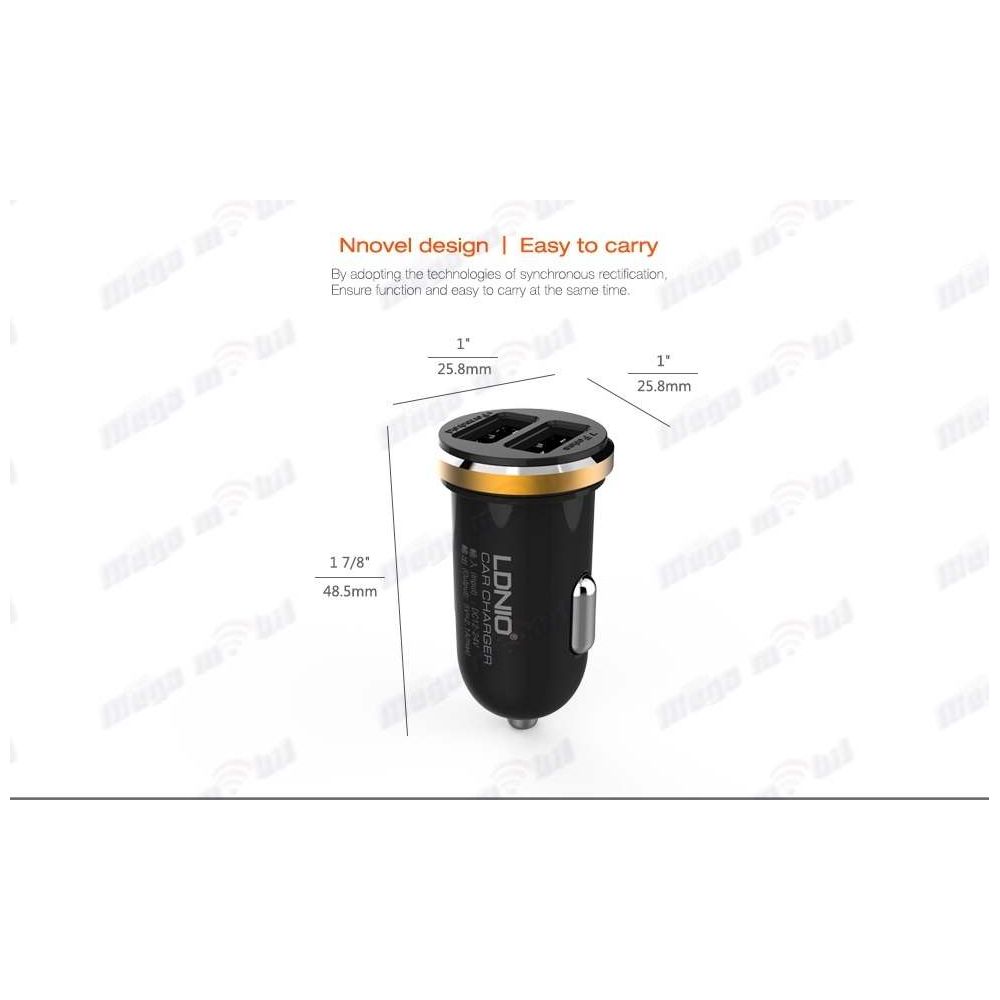 Polnac 12V/24V iPhone LDNIO DL-C22 dual USB 2.1A Black