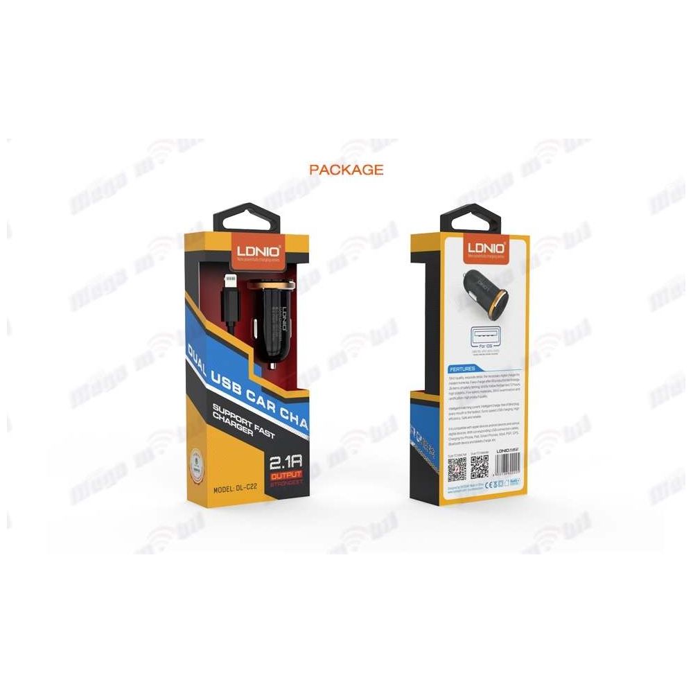 Polnac 12V/24V iPhone LDNIO DL-C22 dual USB 2.1A Black