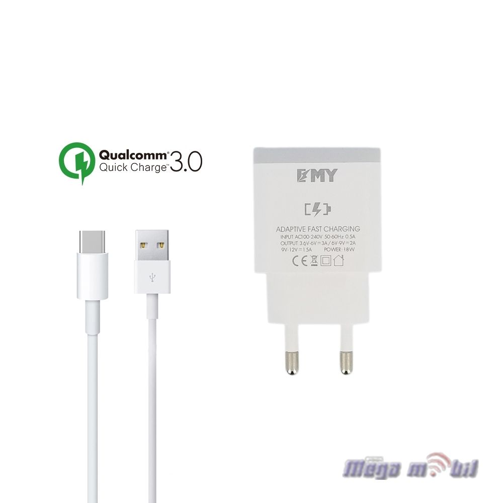 Polnac 220V Type C EMY MY A301Q Fast Charger 3A