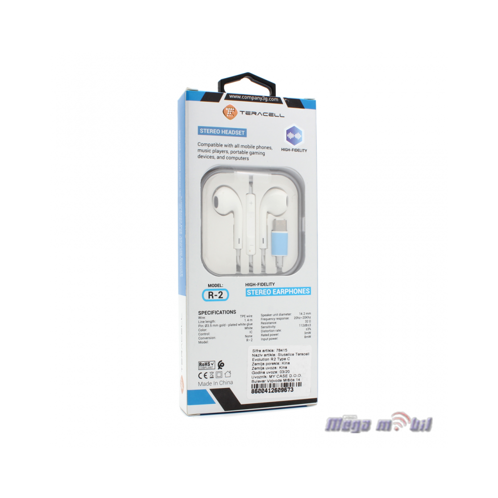 Slusalki Teracell Evolution R2 Type C white