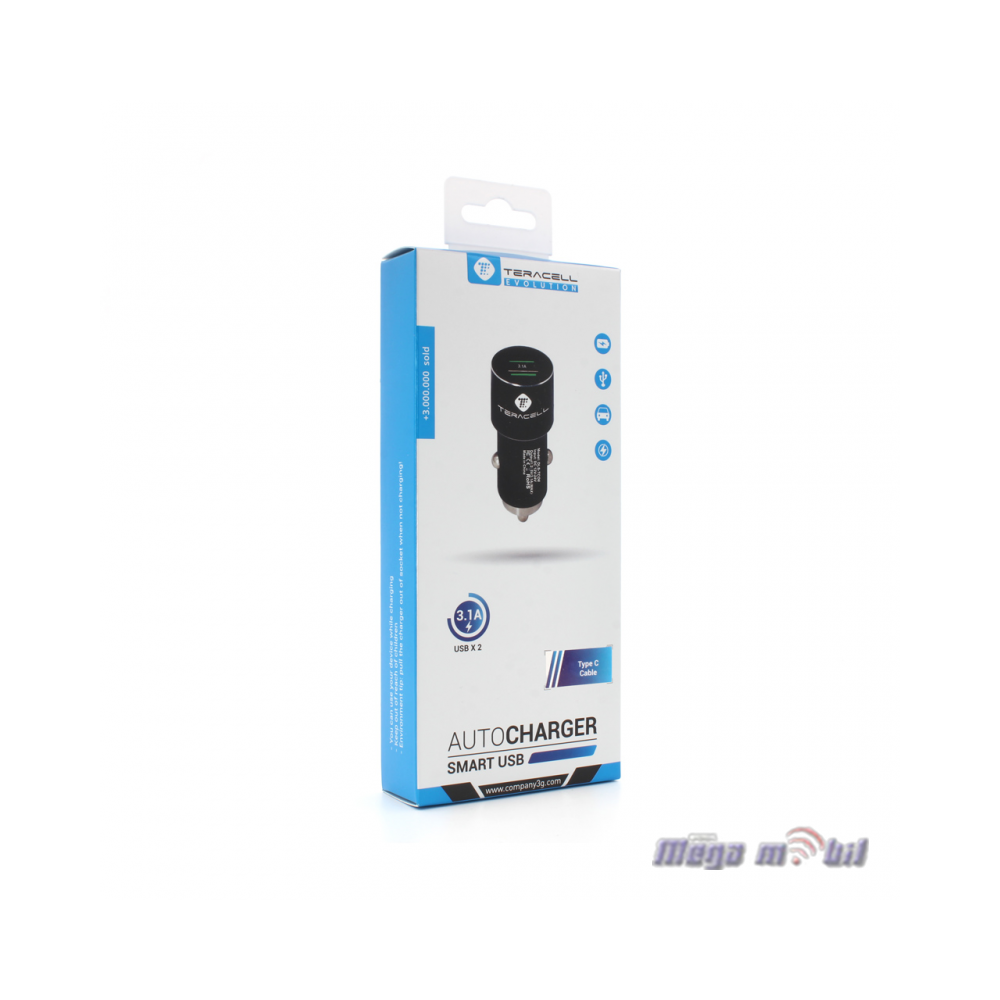 Polnac 12V/24V Type C Teracell Evolution TC-06 2USB 3.1A black