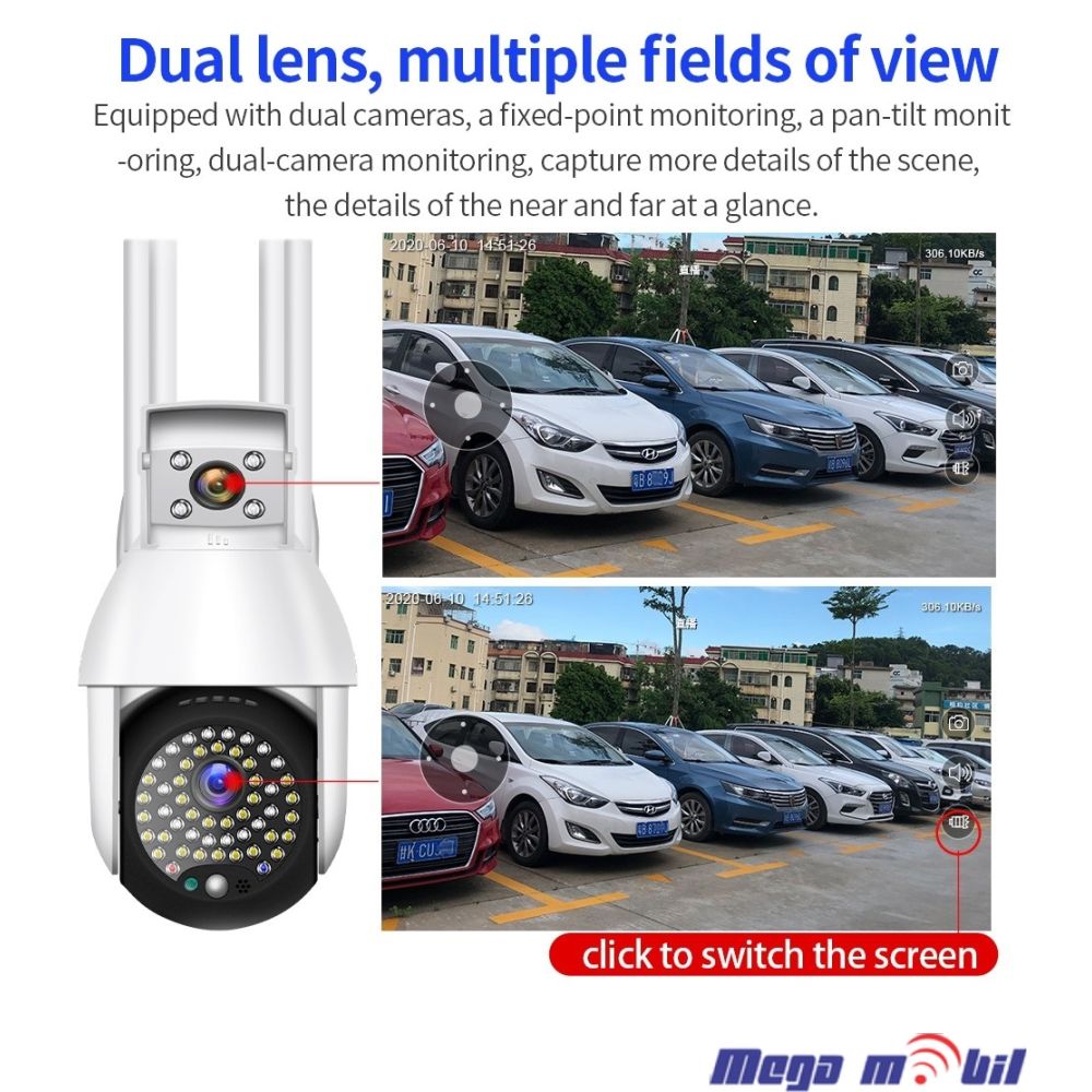 Kamera IP C-P11-50-2 2MP WiFi PTZ Dual lens+Alarm light.