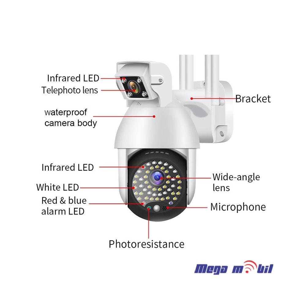 Kamera IP C-P11-50-2 2MP WiFi PTZ Dual lens+Alarm light.