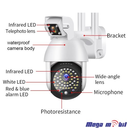 Kamera IP C-P11-50-2 2MP WiFi PTZ Dual lens+Alarm light.