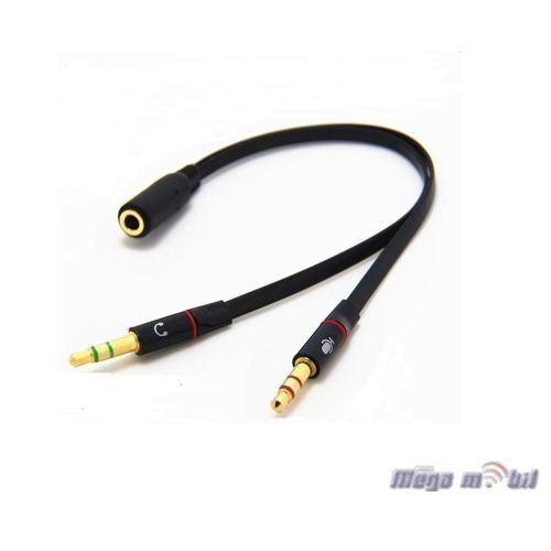 Kabel razdelnik 3.5mm female za slusalki i mikrofon black. 