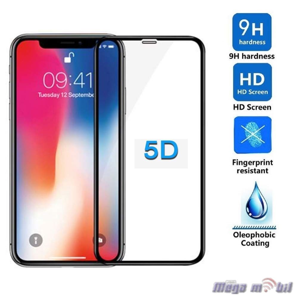 Tempered glass za iPhone 12 mini 5D. black.