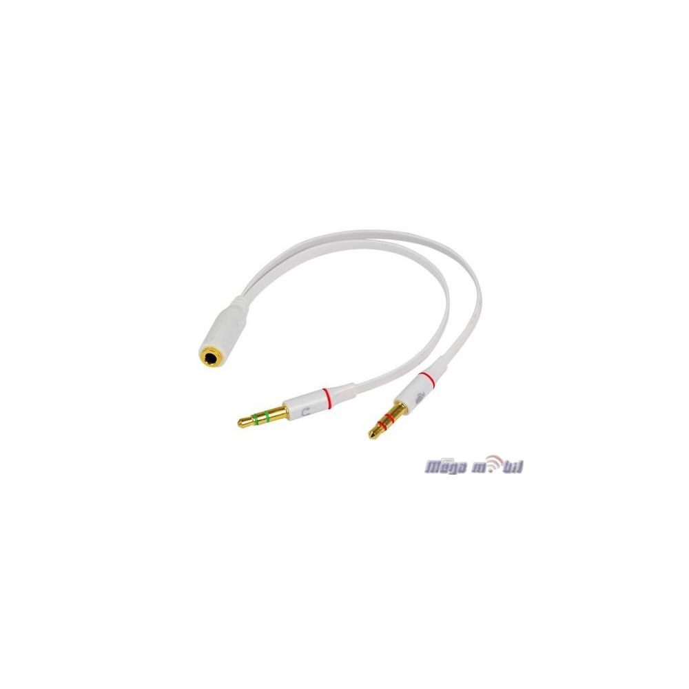 Kabel razdelnik 3.5mm female za slusalki i mikrofon white.