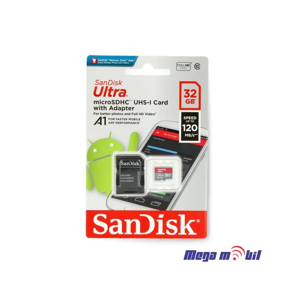 Memoriska Karta SanDisk Ultra MICRO SD 32GB Class 10