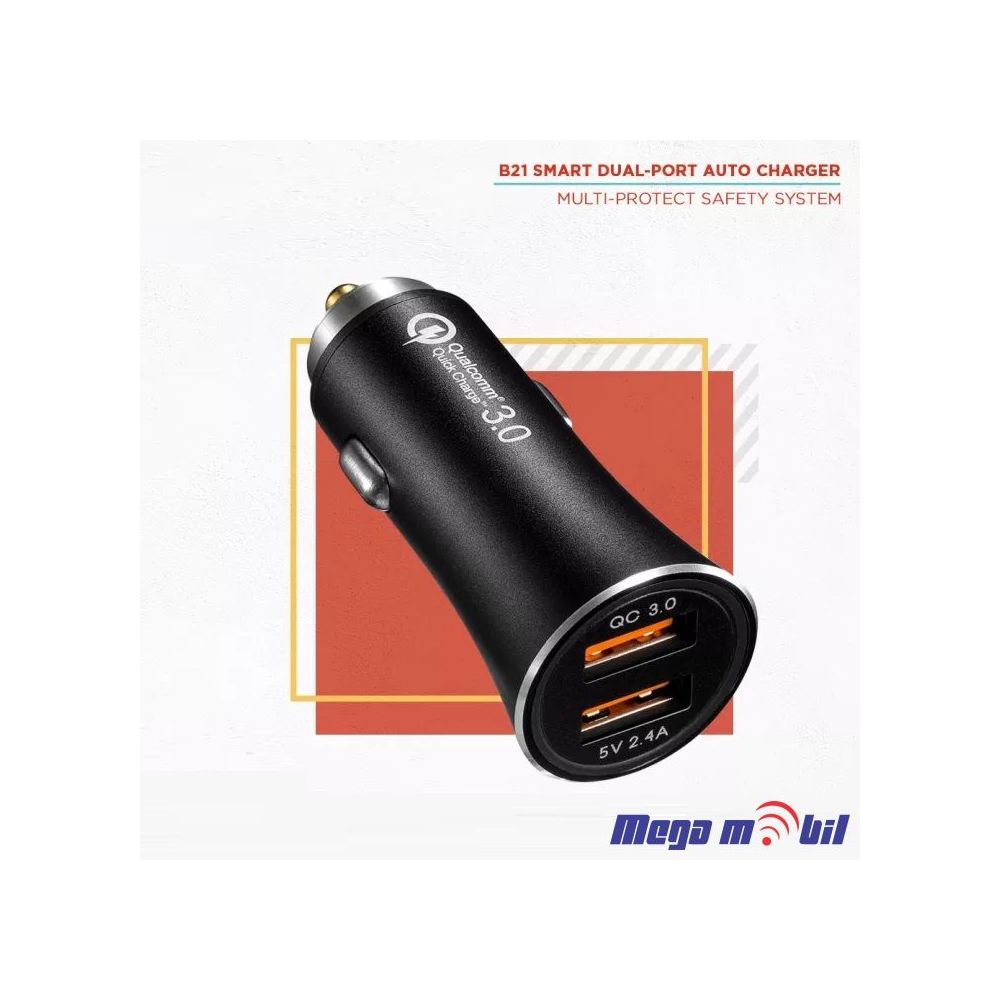 Polnac 12V/24V 3A 2USB FAST 3.0 Yi B21
