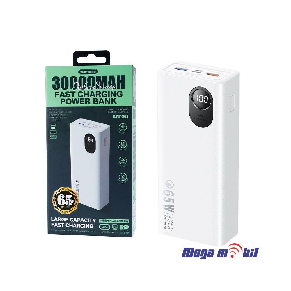 Baterija eksterna 30000mAh REMAX Dinba RPP-503 FAST+PD 65W white
