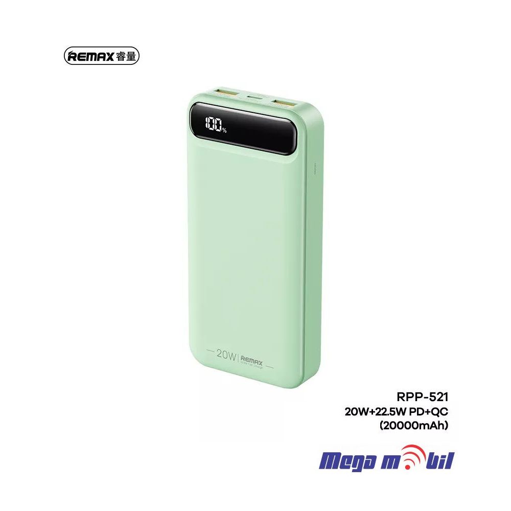 Baterija eksterna 20000mAh REMAX Bole RPP-521 FAST+PD green