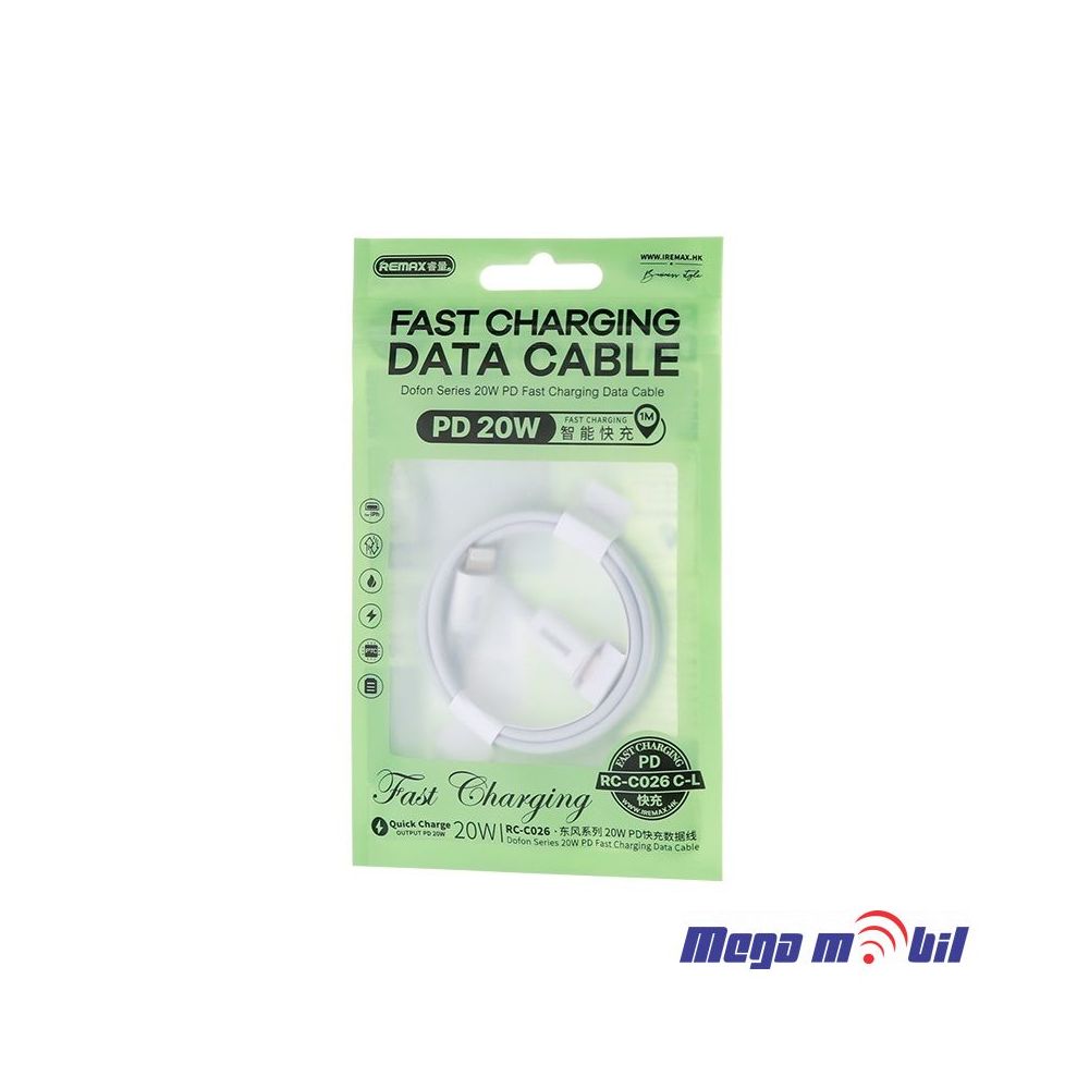 Data Kabel iPhone PD FAST REMAX Dofon RC-026 20W white 1m