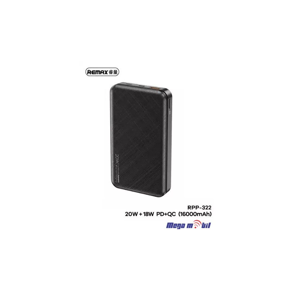 Baterija eksterna 16000mAh REMAX Renen RPP-322 FAST+PD black