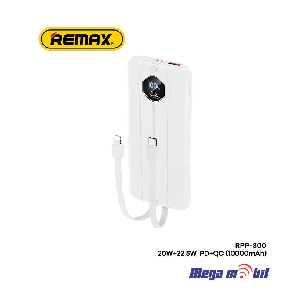 Baterija eksterna 10000mAh REMAX Pinjur RPP-300 FAST+PD white