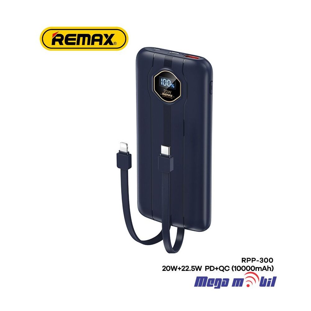 Baterija eksterna 10000mAh REMAX Pinjur RPP-300 FAST+PD blue