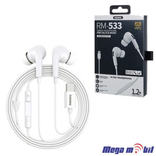 Slusalki REMAX Type C RM-533a white