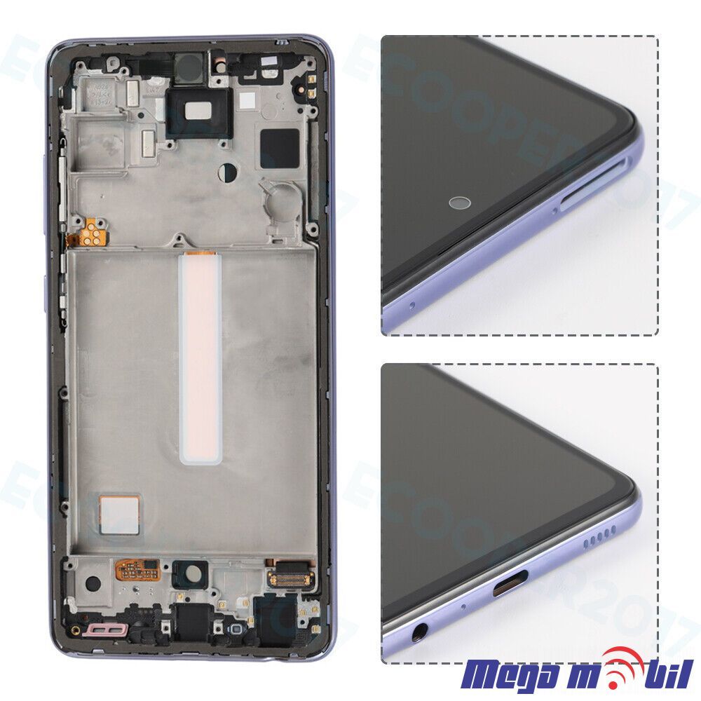 Ekran Samsung A528B/ A52S 5G/ A526U SO RAMKA violet full org 