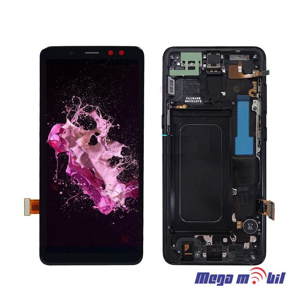 Ekran Samsung A530F/A8 2018 SO RAMKA Black full org SH