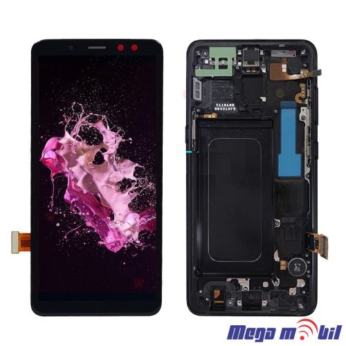 Ekran Samsung A530F/A8 2018 SO RAMKA Black full org SH
