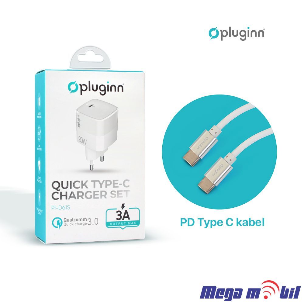 Polnac 220V Type C Pluginn PI-D61S PD3.0 PPS 20W white