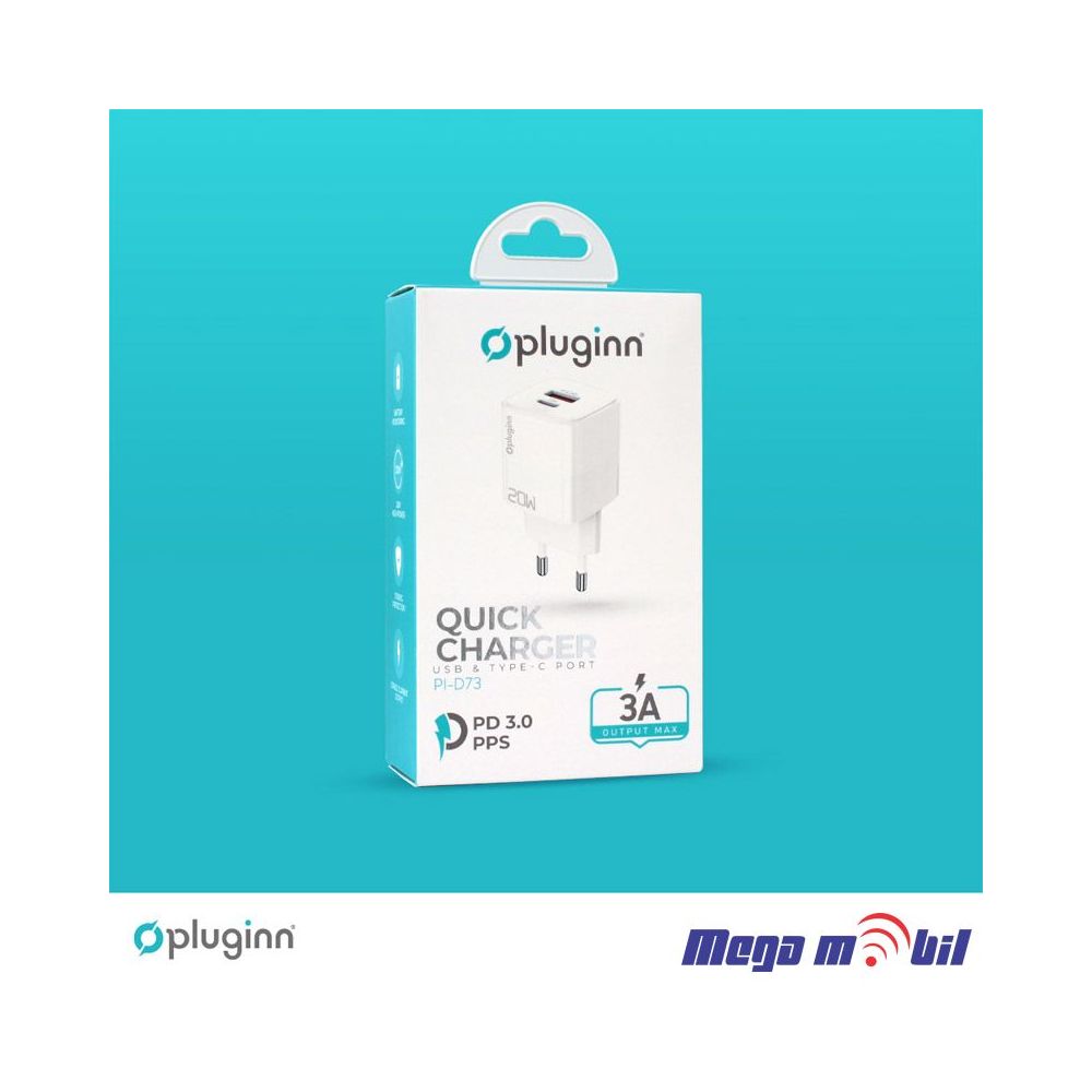 Polnac 220V Pluginn PI-D73 QC3.0 PD3.0 PPS USB-PD 18W+20W, 38W (total) white