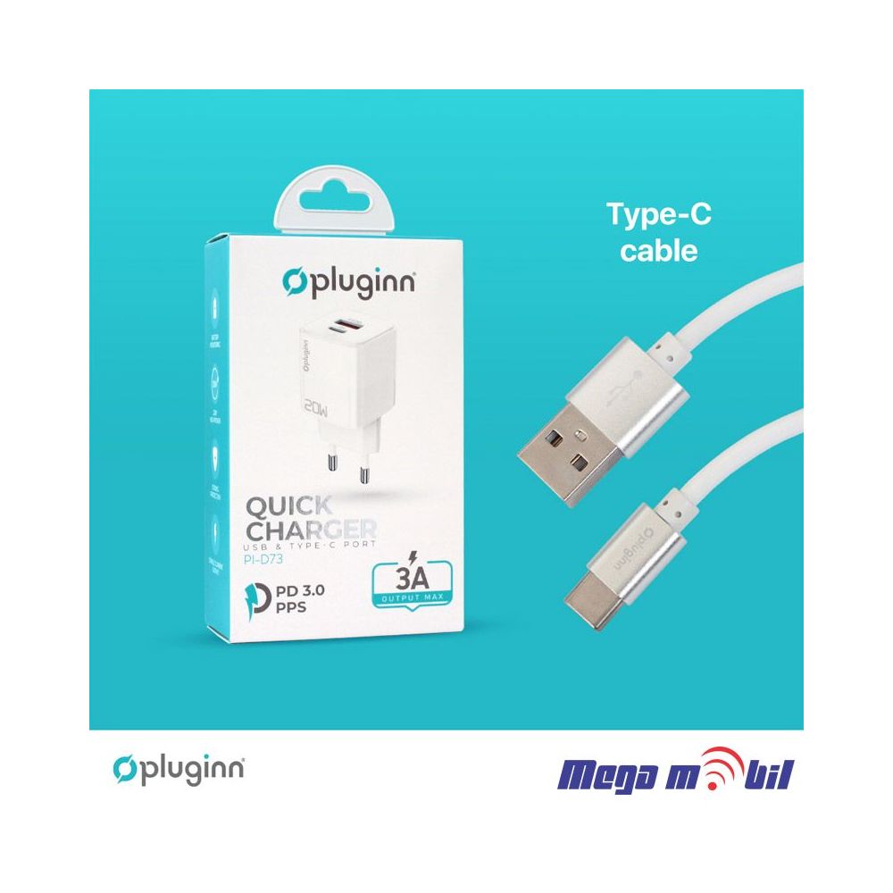 Polnac 220V Type C Pluginn PI-D73 QC3.0 PD3.0 PPS USB-PD 18W+20W, 38W (total) white