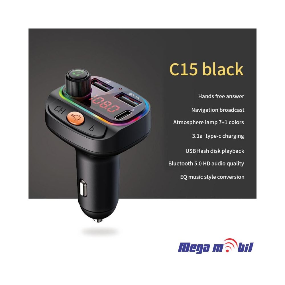 FM transmiter Bluetooth MP3 car charger PD C15