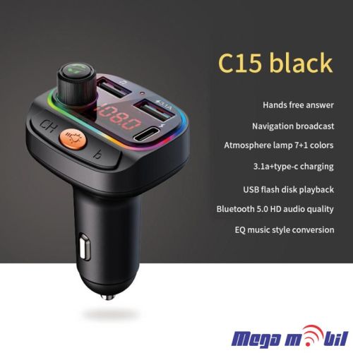 FM transmiter Bluetooth MP3 car charger PD C15