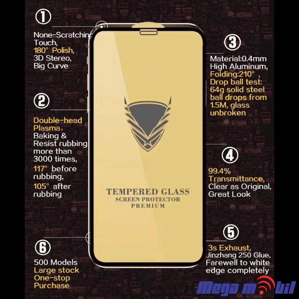 Tempered glass za iPhone 15 Pro Max Golden Armor 5D black.