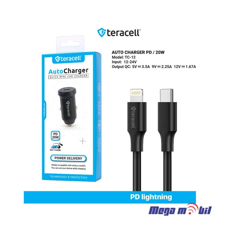 Polnac 12V/24V iPhone Teracell Evolution TC-12 PD 20W black