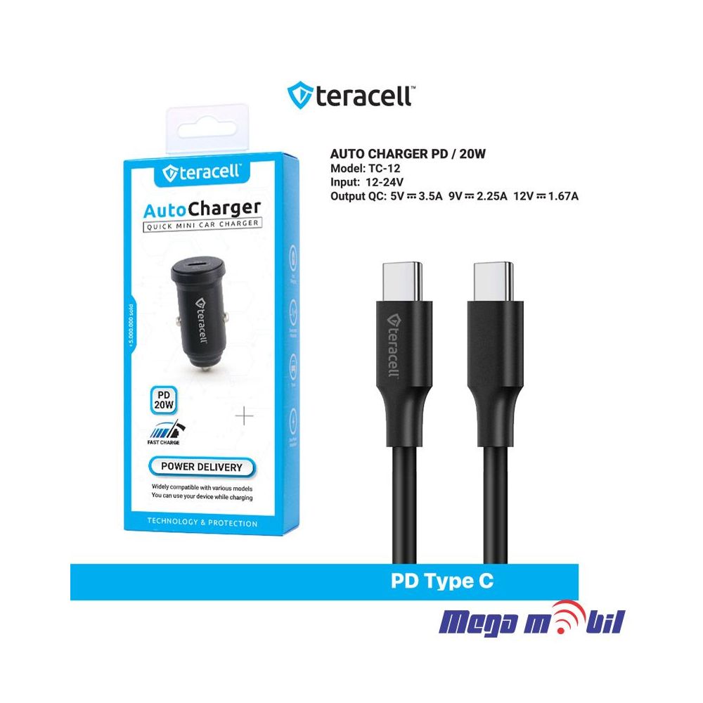 Polnac 12V/24V Type C Teracell Evolution TC-12 PD 20W black.
