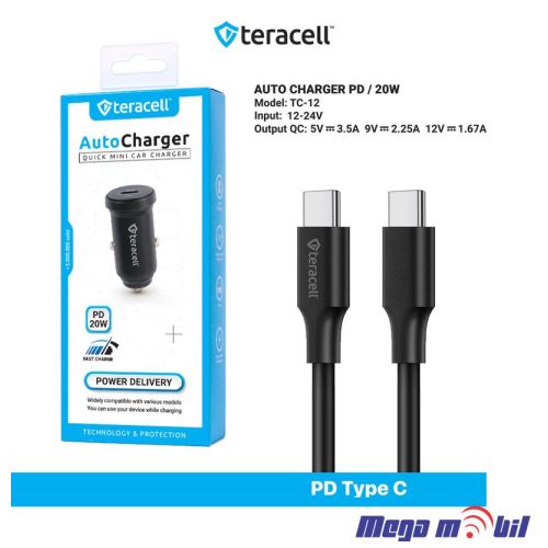 Polnac 12V/24V Type C Teracell Evolution TC-12 PD 20W black.