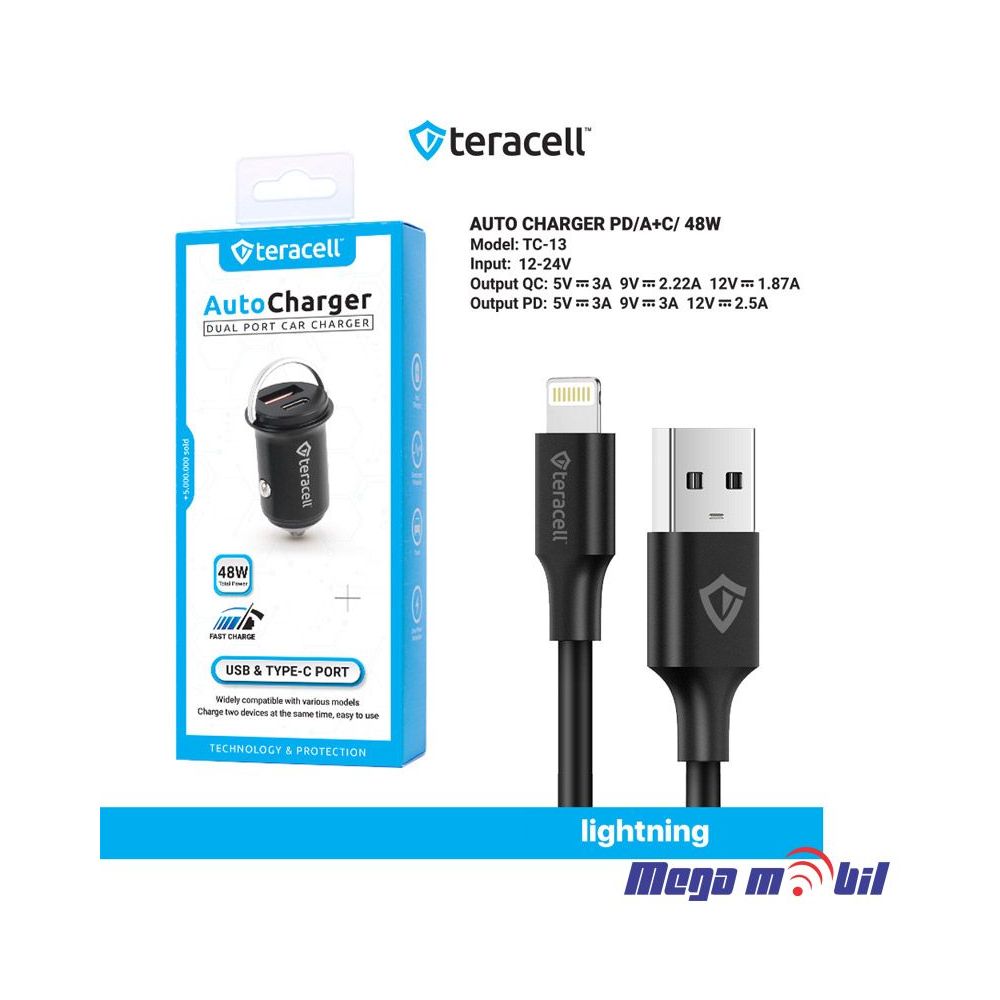 Polnac 12V/24V iPhone Teracell Evolution TC-13 PD 30W + USB QC3.0 18W, 48W (total) black