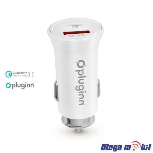 Polnac 12V/24V Pluginn PI-21S, PD 20W, QC 3.0 18W white