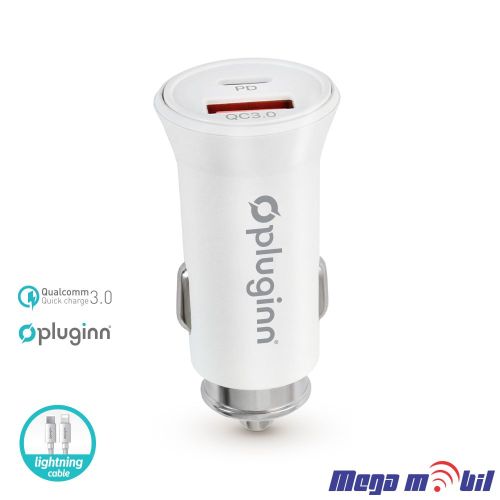 Polnac 12V/24V iPhone PD Pluginn PI-21S, PD 20W, QC 3.0 18W white