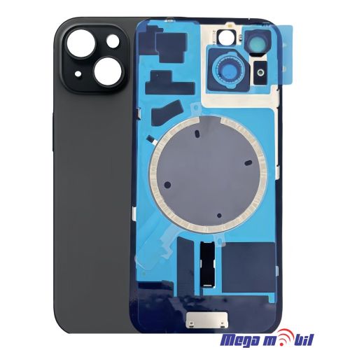 Zadno staklo iPhone 15 Plus Black so magneti za wireless i stakla za kamera 