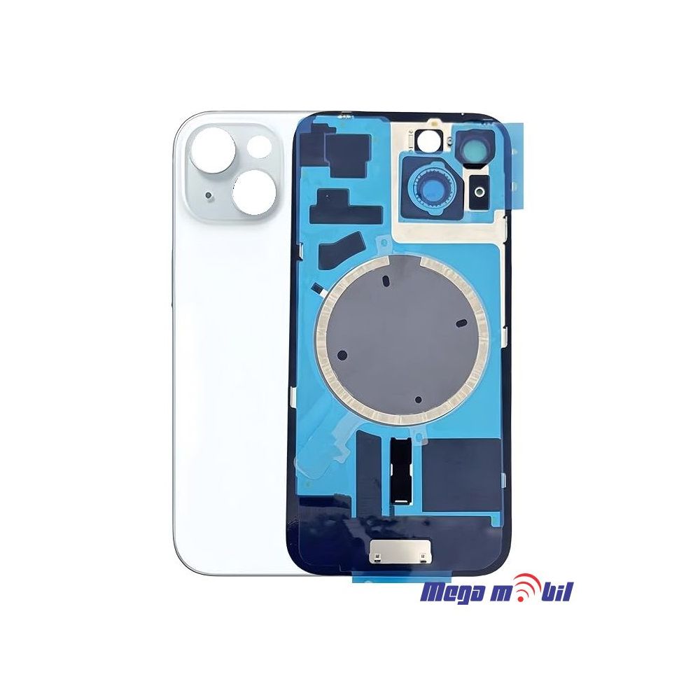 Zadno staklo iPhone 15 Plus Blue so magneti za wireless i stakla za kamera 