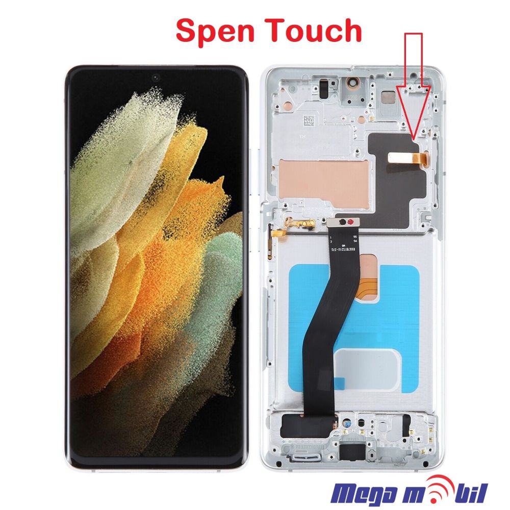 Ekran Samsung G998B S21 ultra SO RAMKA Silver SOFT OLED