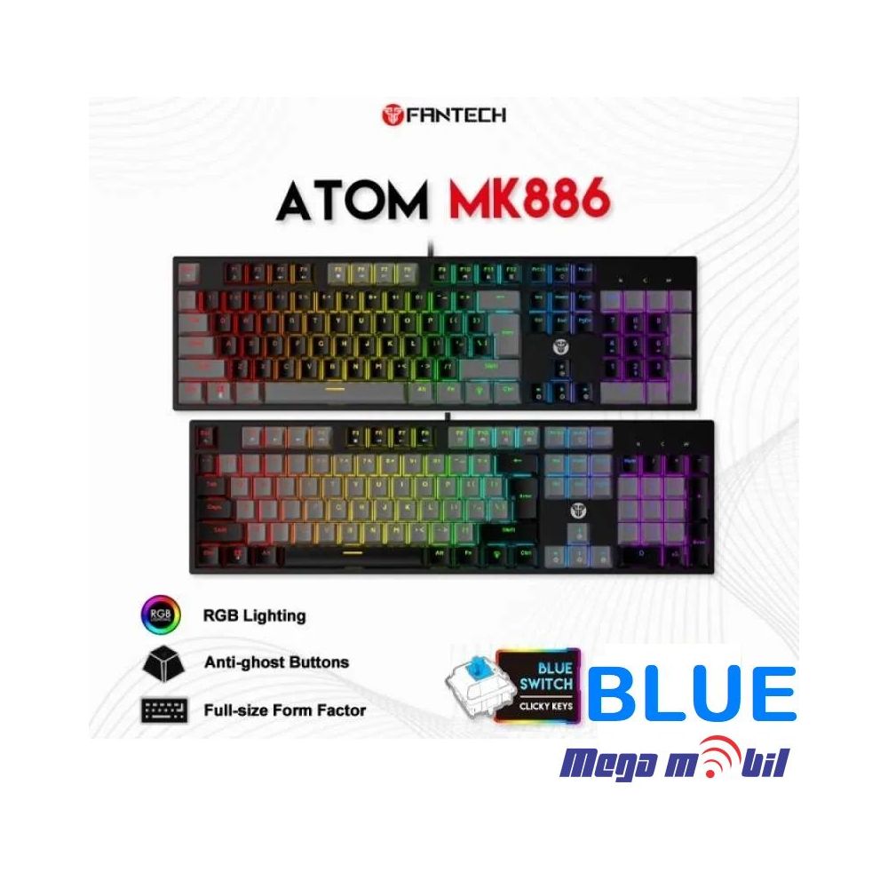 Tastatura Fantech Gaming Mechanical Atom MK886 Black/Grey (blue switch)