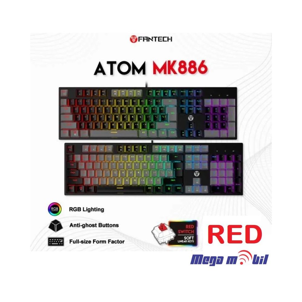 Tastatura Fantech Gaming Mechanical Atom MK886 Black/Grey (red switch)