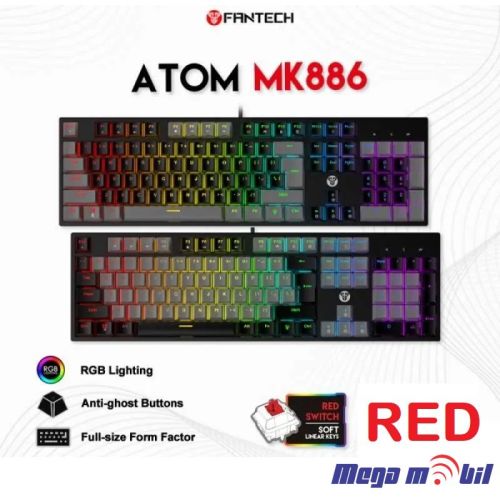 Tastatura Fantech Gaming Mechanical Atom MK886 Black/Grey (red switch)