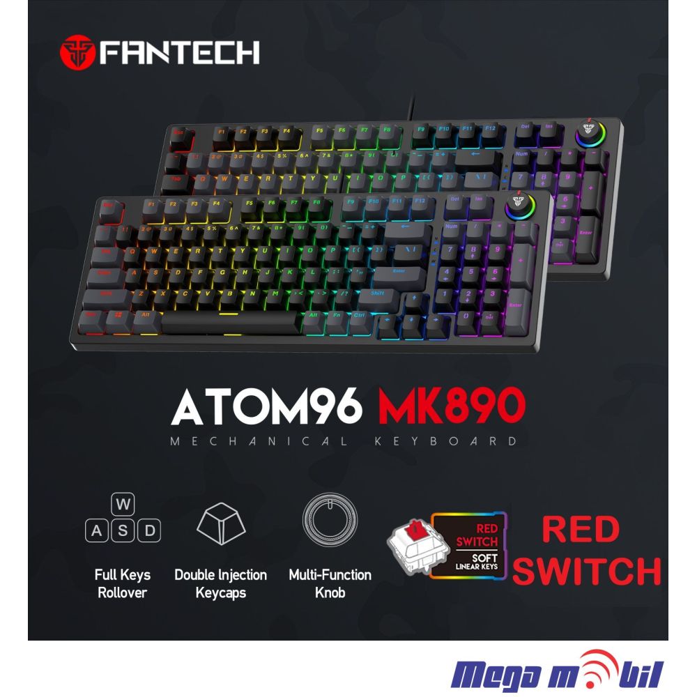 Tastatura Fantech Gaming Mechanical Atom96 MK890 Black/Grey (red switch)