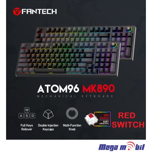 Tastatura Fantech Gaming Mechanical Atom96 MK890 Black/Grey (red switch)