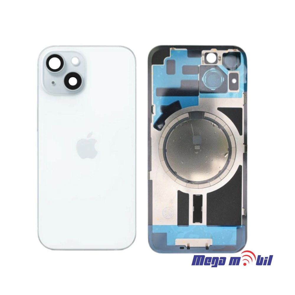 Zadno staklo iPhone 15 Plus Blue komplet so flet za wireless blic i mikrofon
