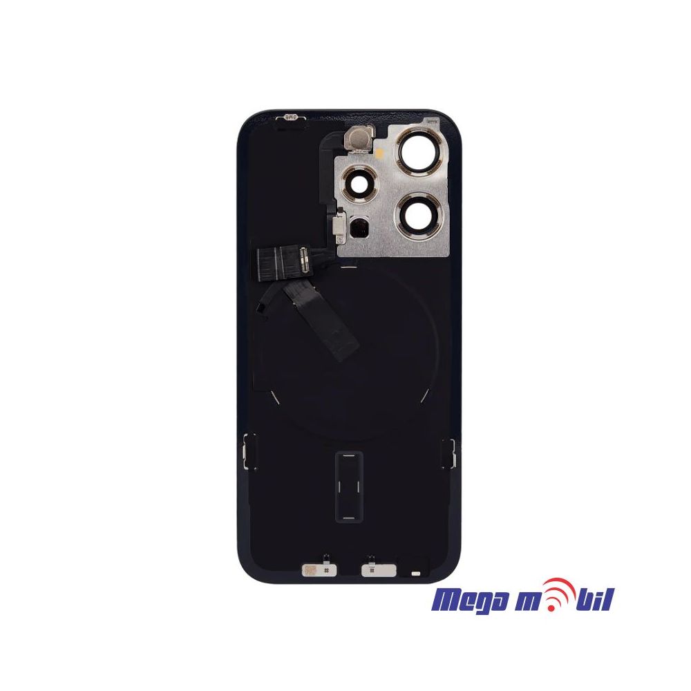 Zadno staklo iPhone 15 Pro Black komplet so flet za wireless blic i mikrofon