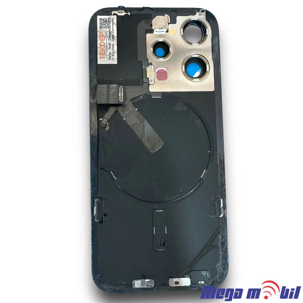 Zadno staklo iPhone 15 Pro Max Titanium komplet so flet za wireless blic i mikrofon