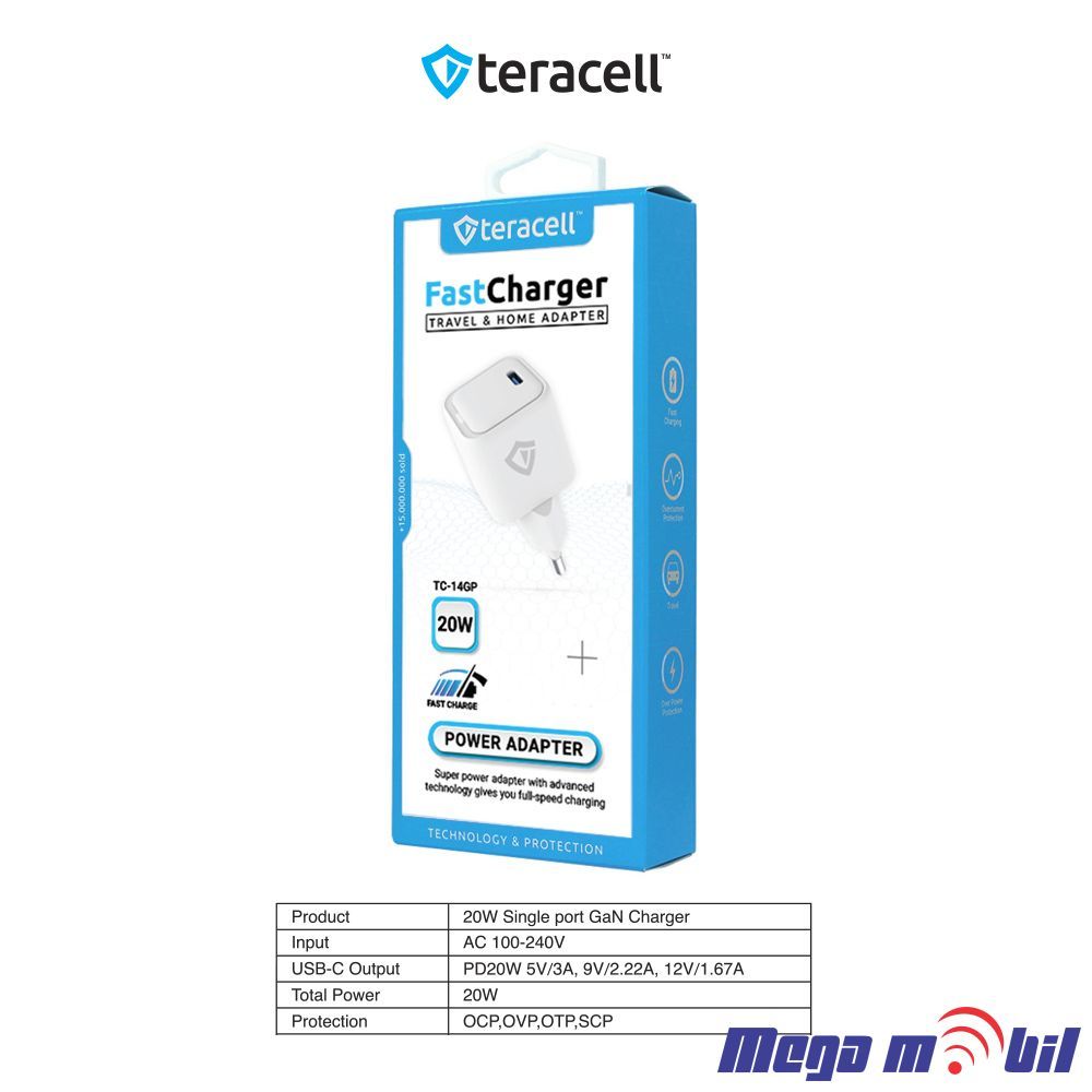 Polnac 220V Teracell Evolution TC-14GP, GaN, PD 3.0, 20W white